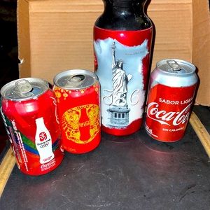 Rare Empty Coca Cola Coke Cans: Beijing (Olympics), Spain and NYC water bottle